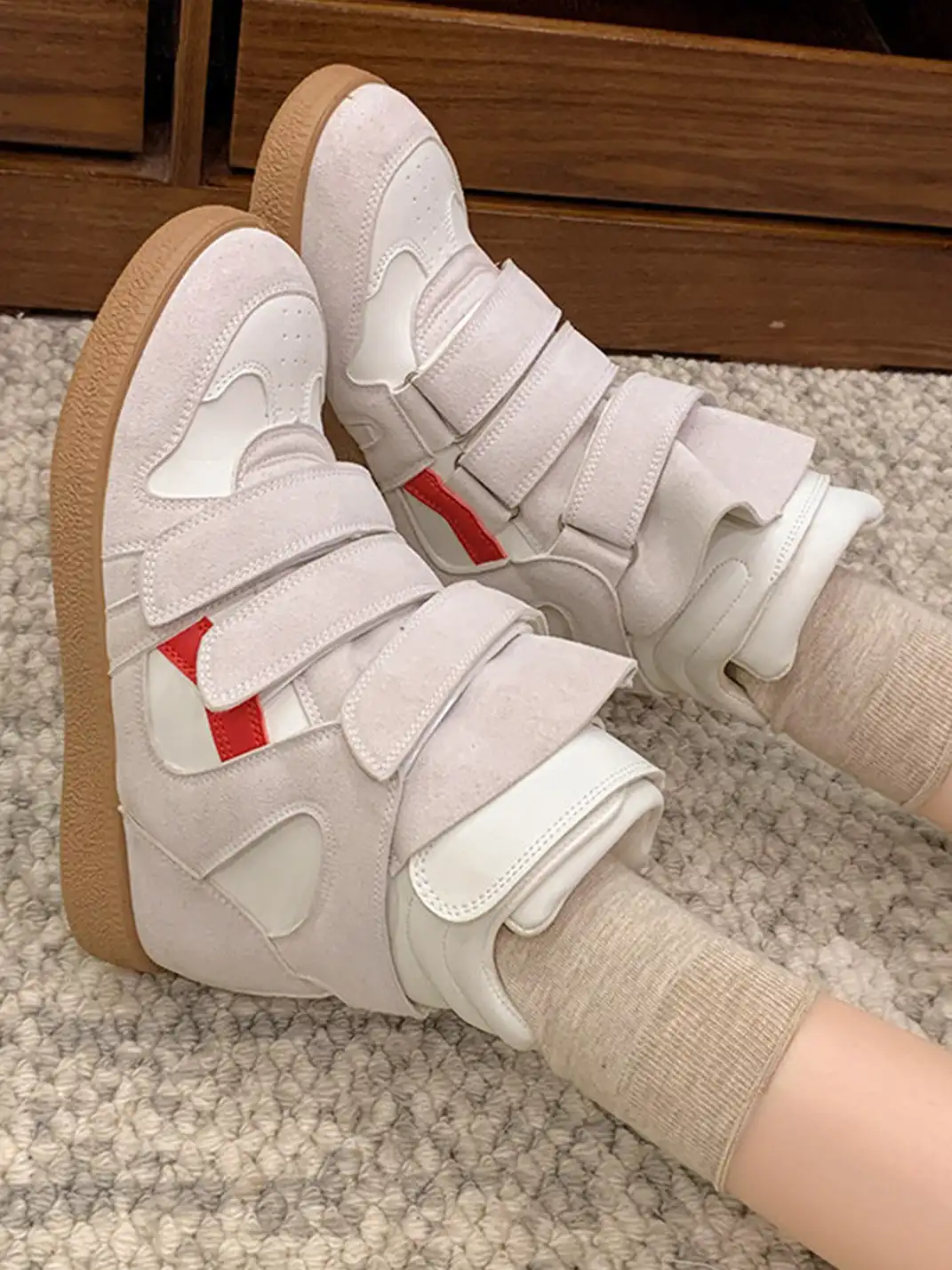 Jpoetry | Color-Block Hook-and-Loop High-Top Sneakers