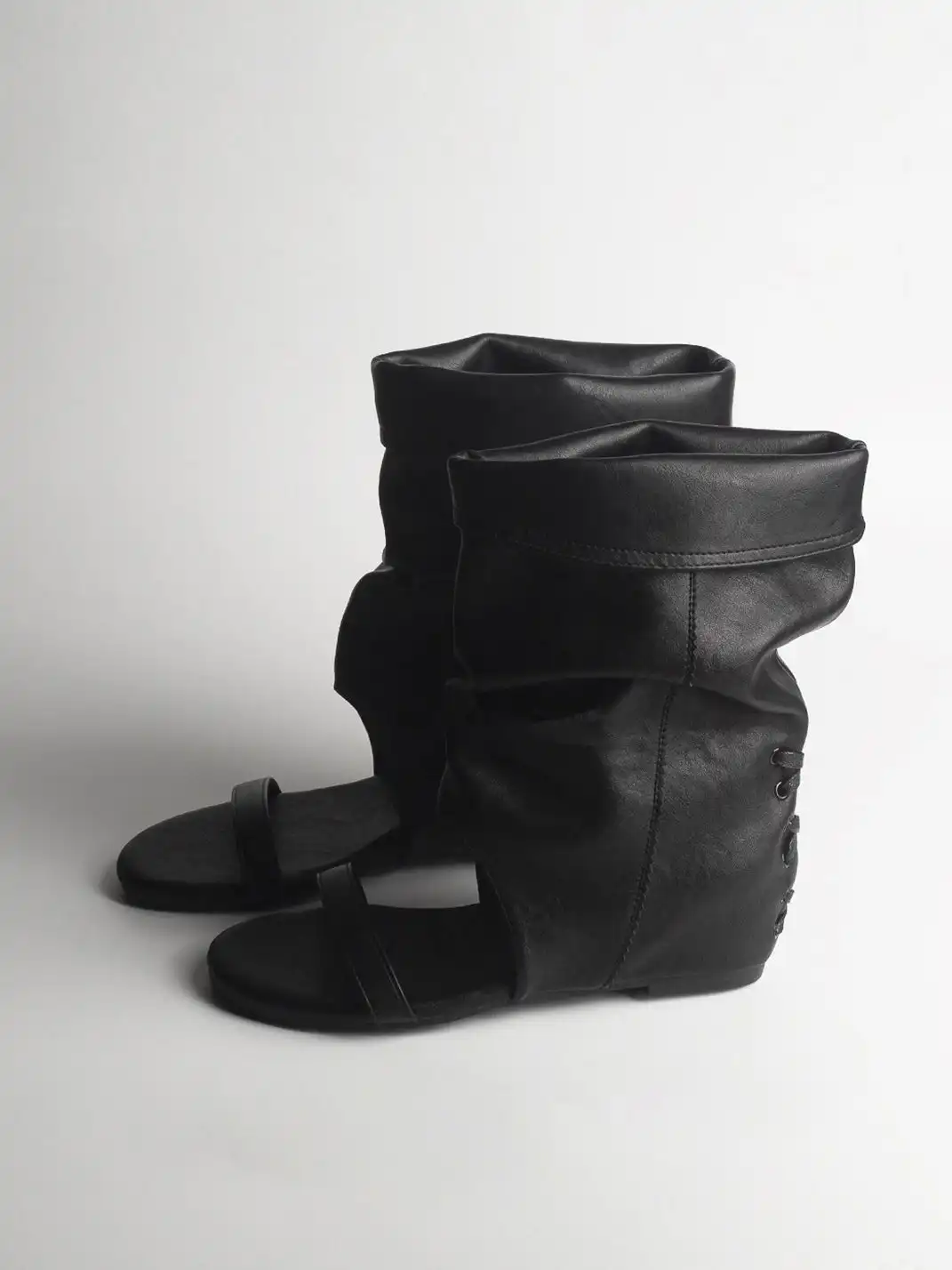 Jpoetry | Flat Peep-Toe Sandal Boots