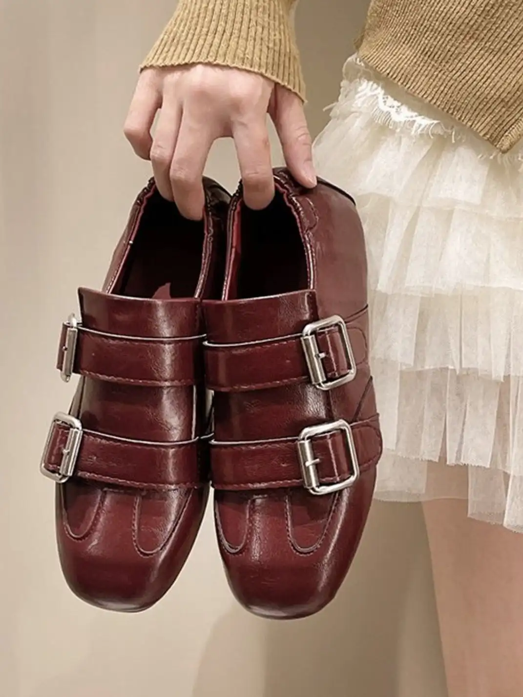 Jpoetry | Vintage Buckle Strap Flat Loafers