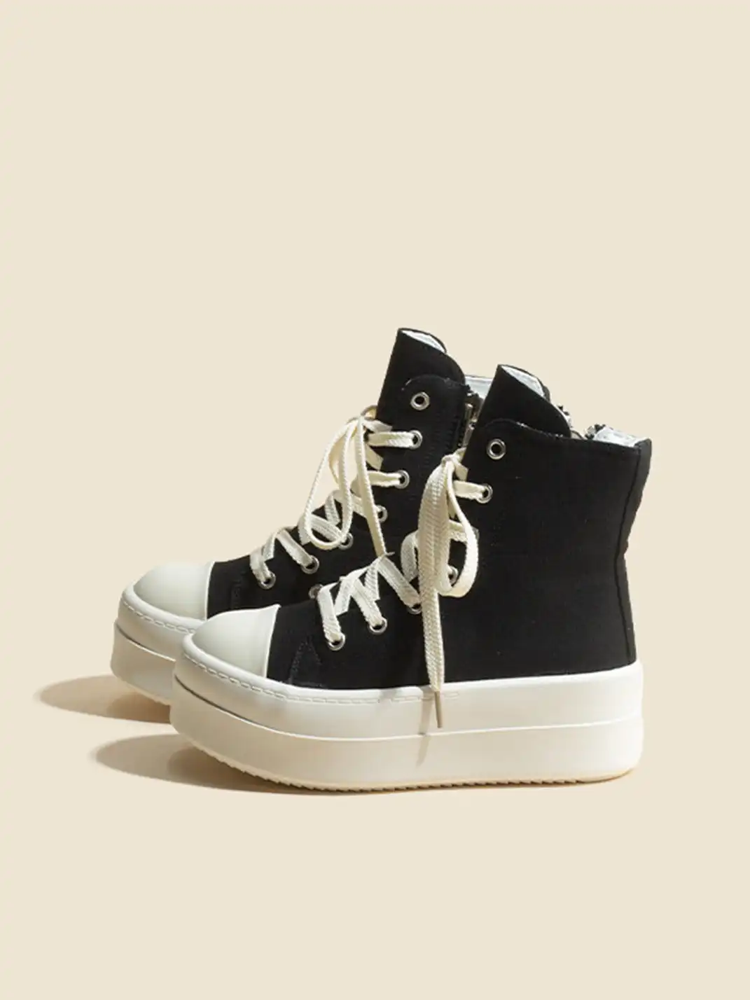 Jpoetry | Black High Platform Canvas Shoes