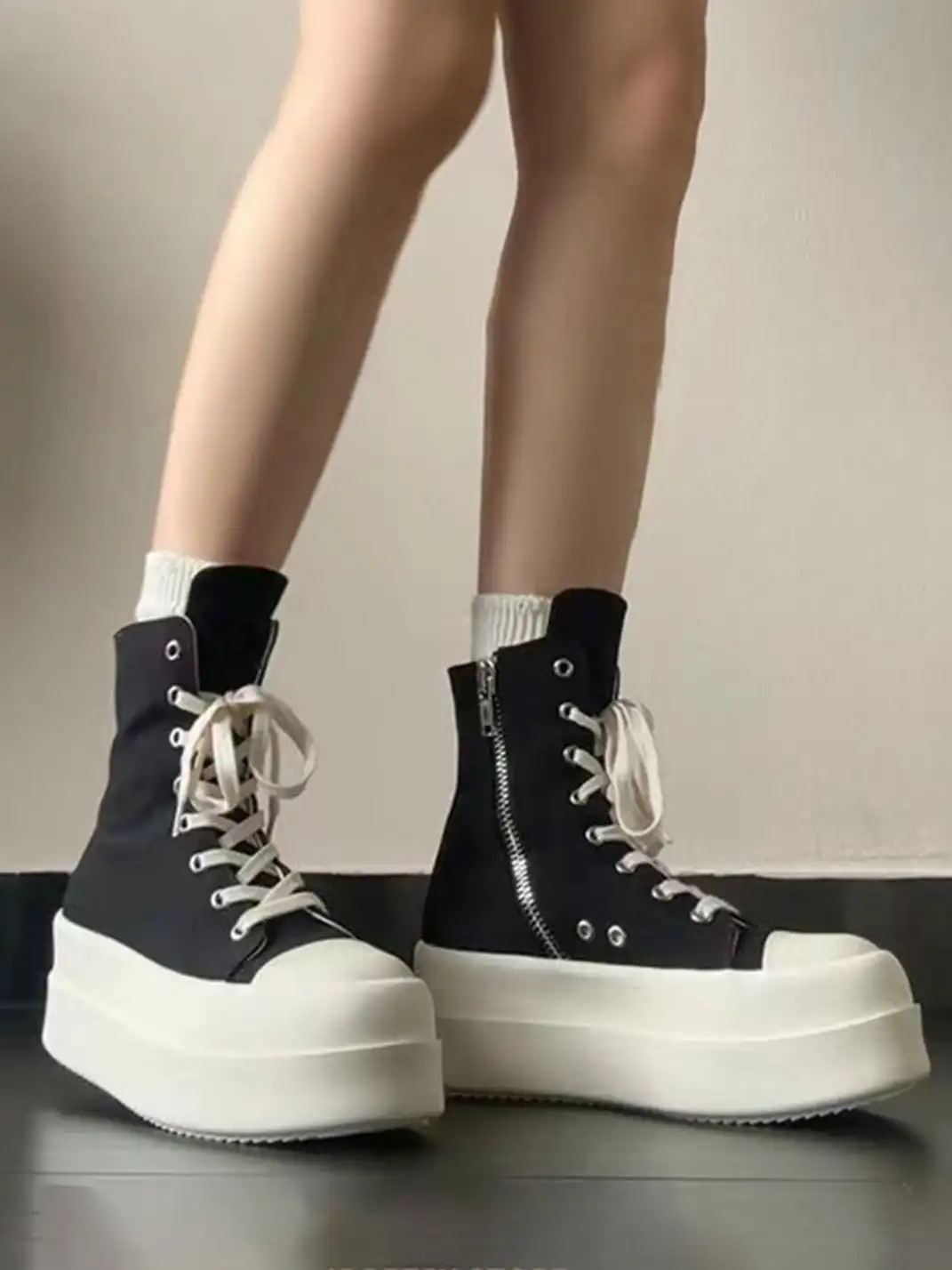 Jpoetry | Black High Platform Canvas Shoes