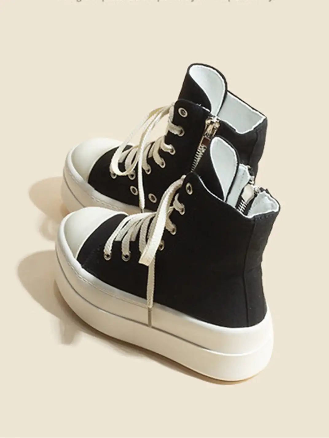 Jpoetry | Black High Platform Canvas Shoes