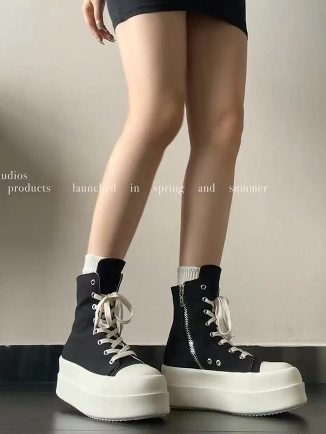 Jpoetry | Black High Platform Canvas Shoes