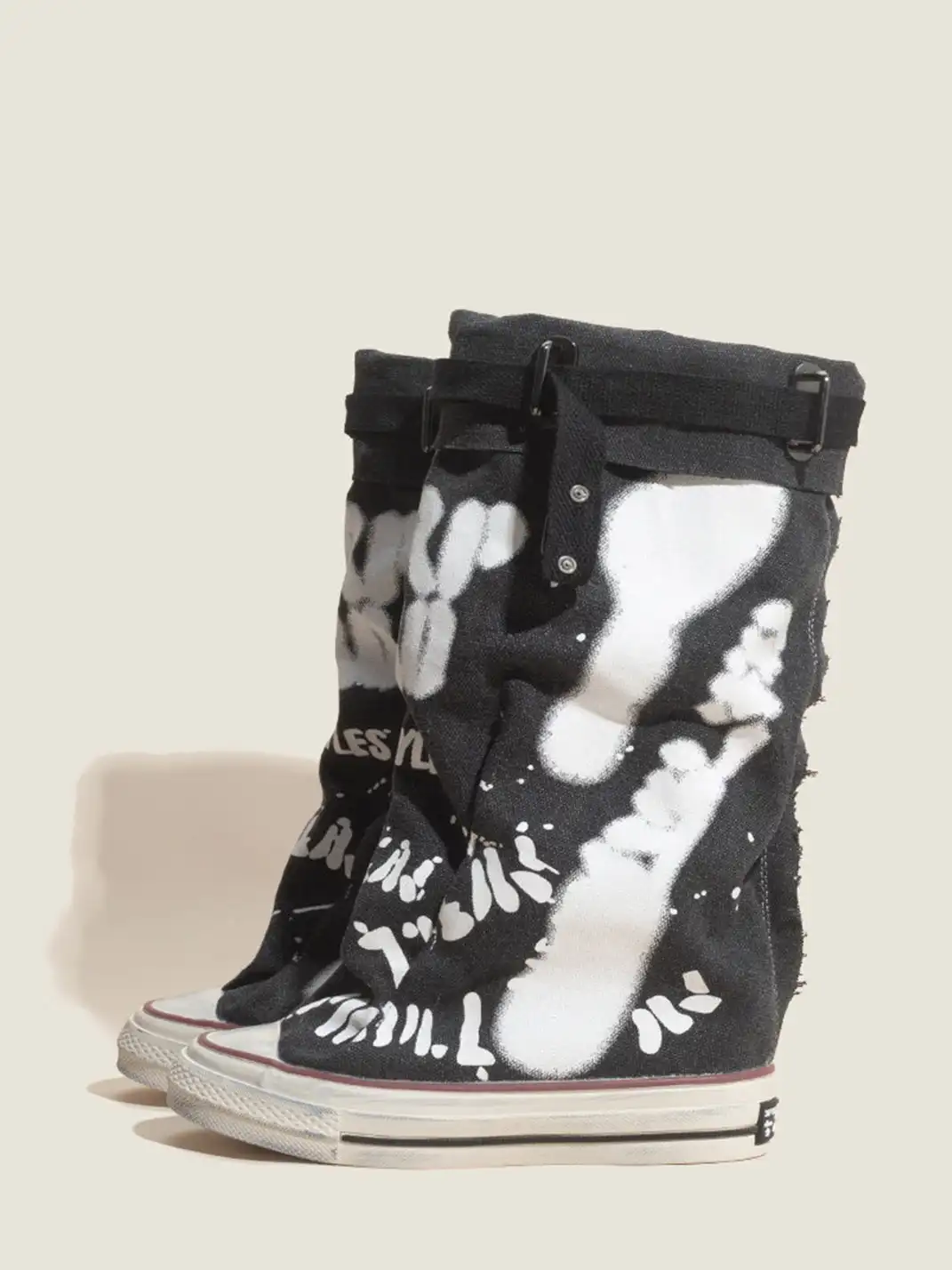 Jpoetry | Graffiti Canvas Mid-Calf Boots