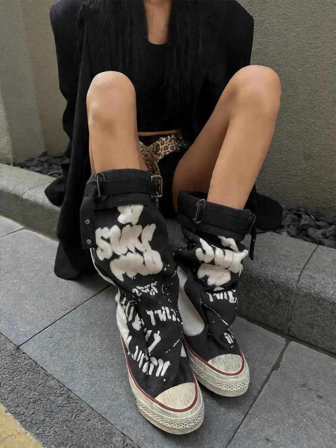 Jpoetry | Graffiti Canvas Mid-Calf Boots