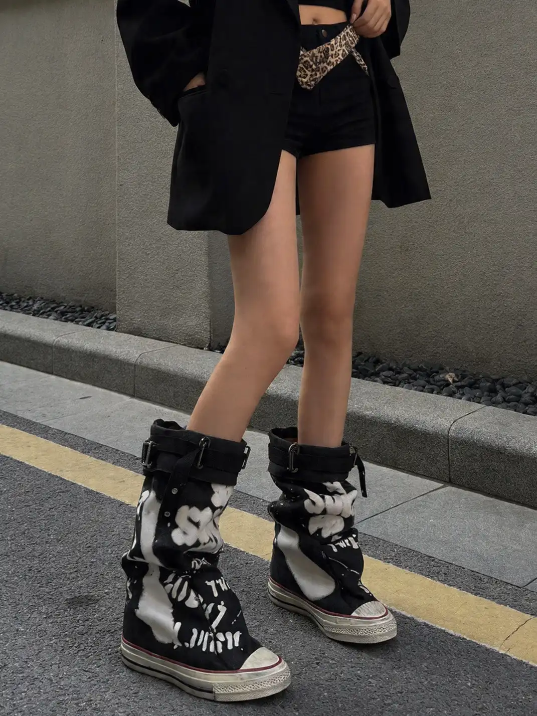 Jpoetry | Graffiti Canvas Mid-Calf Boots