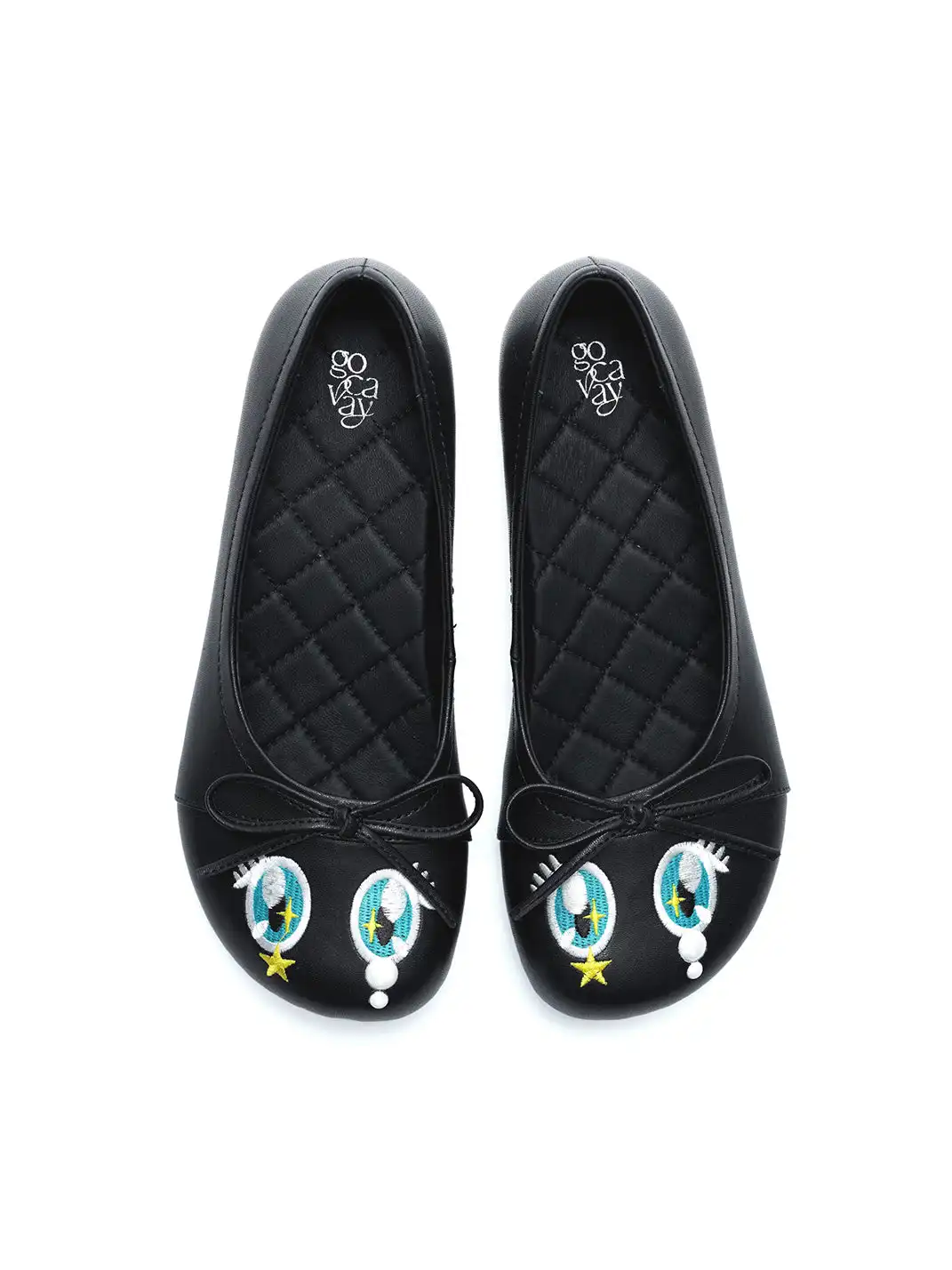 EMPTY BEHAVIOR | Cartoon Pearl Teeth Flat Shoes-Black