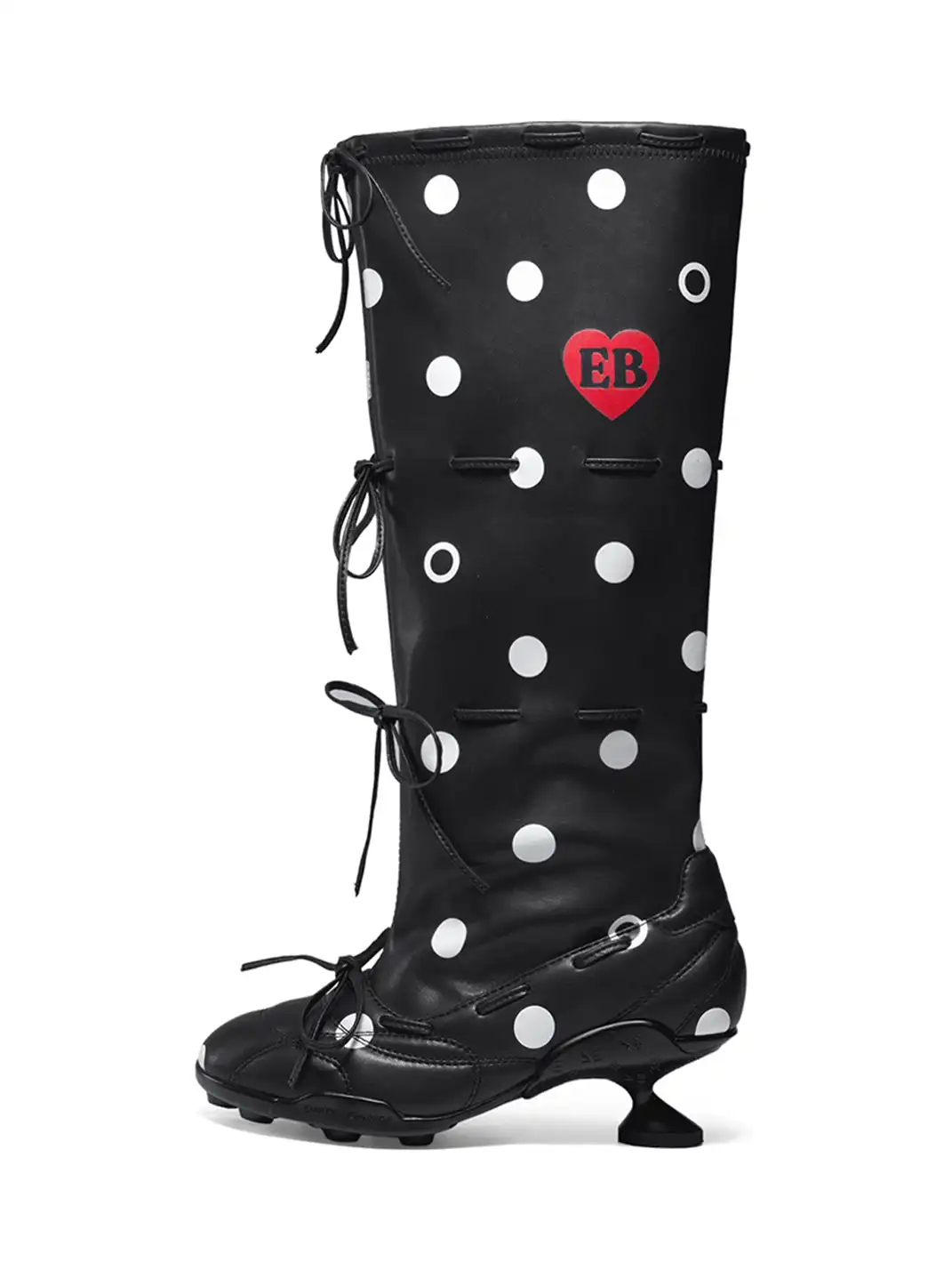 EMPTY BEHAVIOR | Polka Dot Ballet Lace-Up Wrap Boots