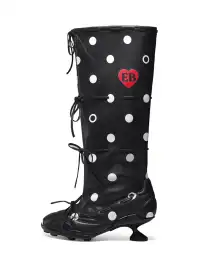 EMPTY BEHAVIOR | Polka Dot Ballet Lace-Up Wrap Boots