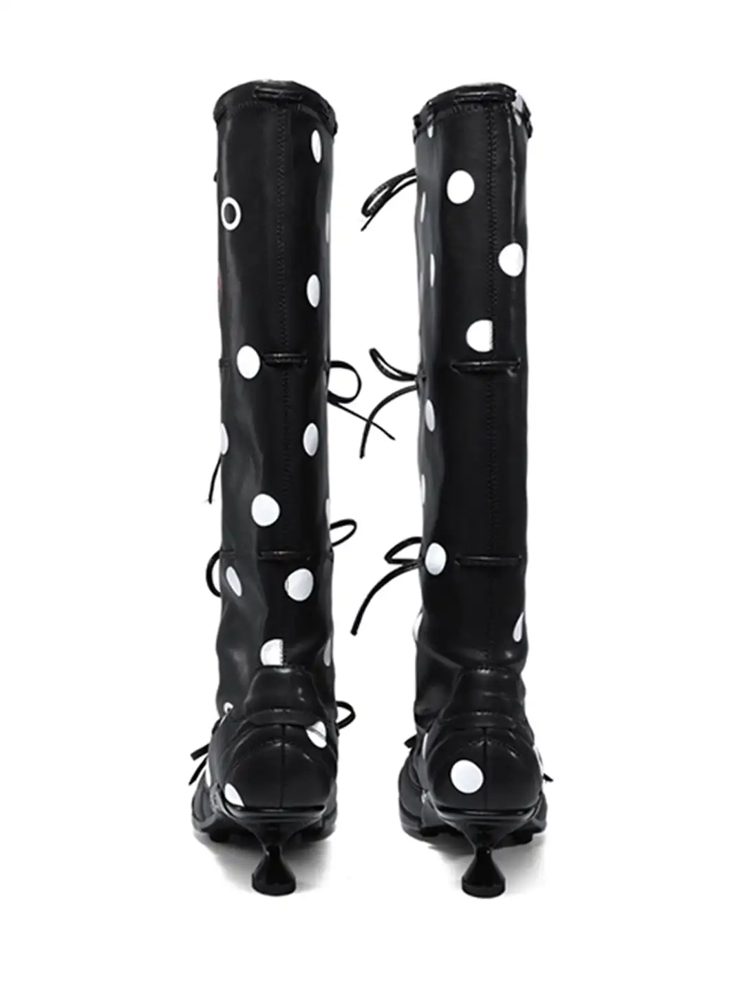 EMPTY BEHAVIOR | Polka Dot Ballet Lace-Up Wrap Boots