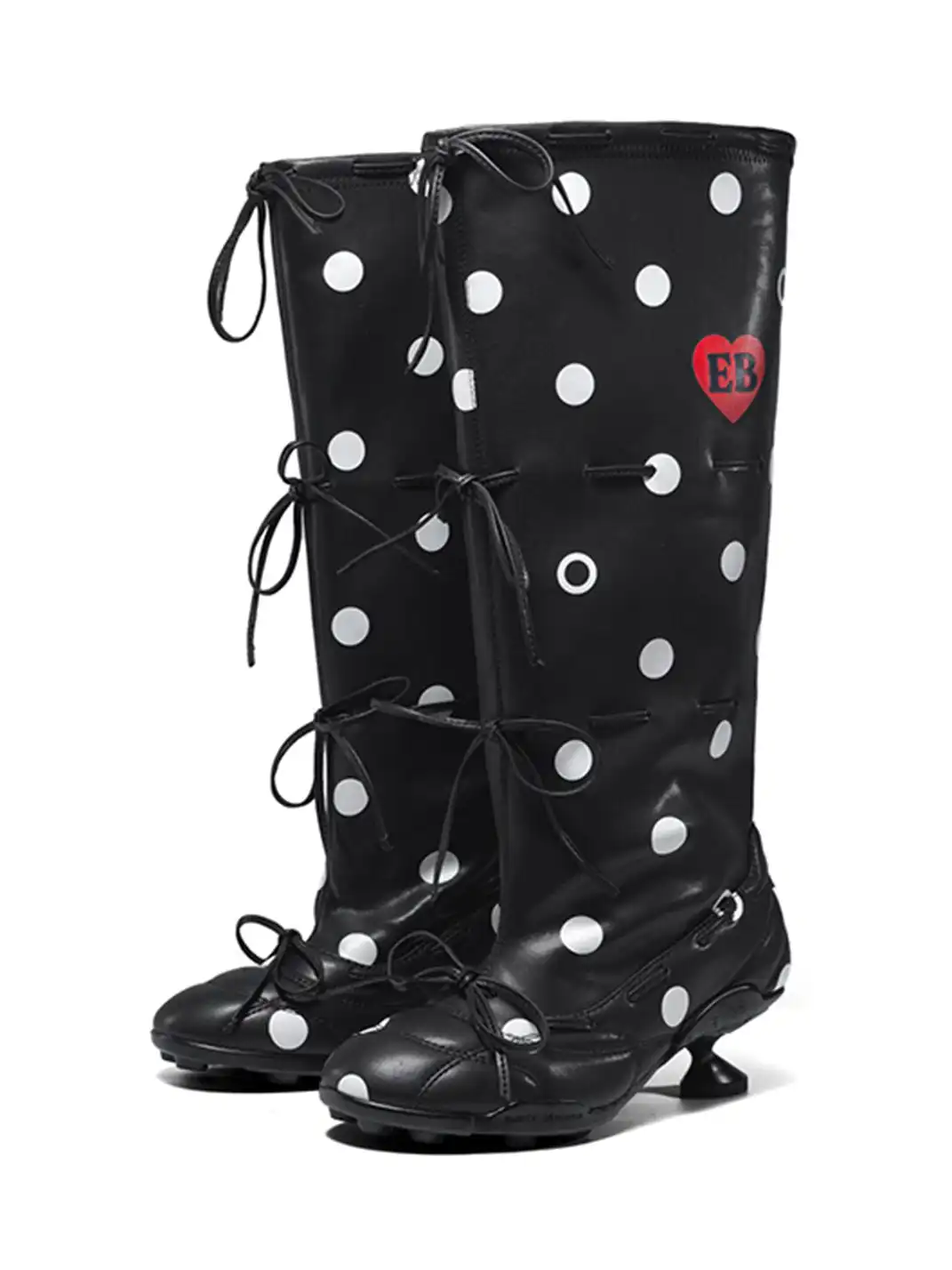 EMPTY BEHAVIOR | Polka Dot Ballet Lace-Up Wrap Boots