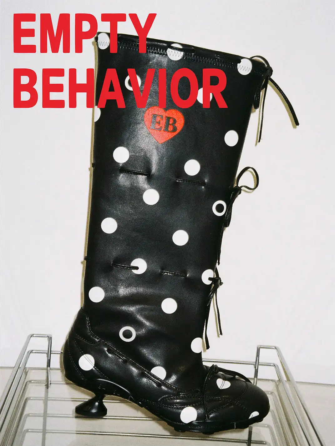 EMPTY BEHAVIOR | Polka Dot Ballet Lace-Up Wrap Boots