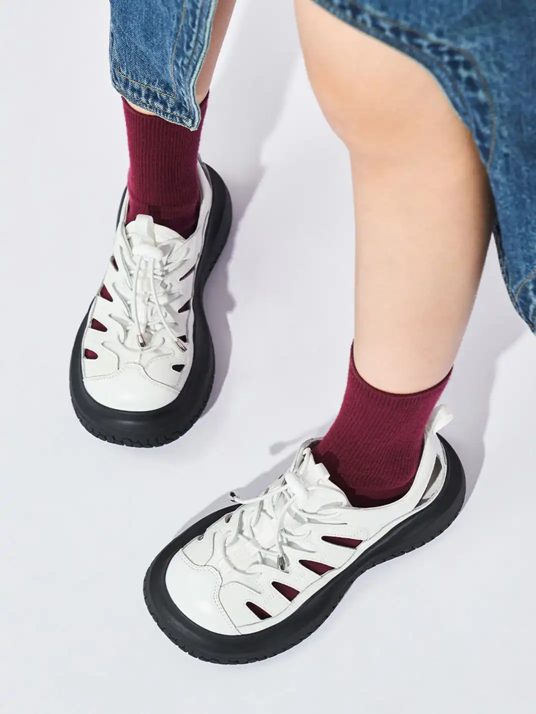 MASOOMAKE | Cutout Closed Toe Platform Sandals