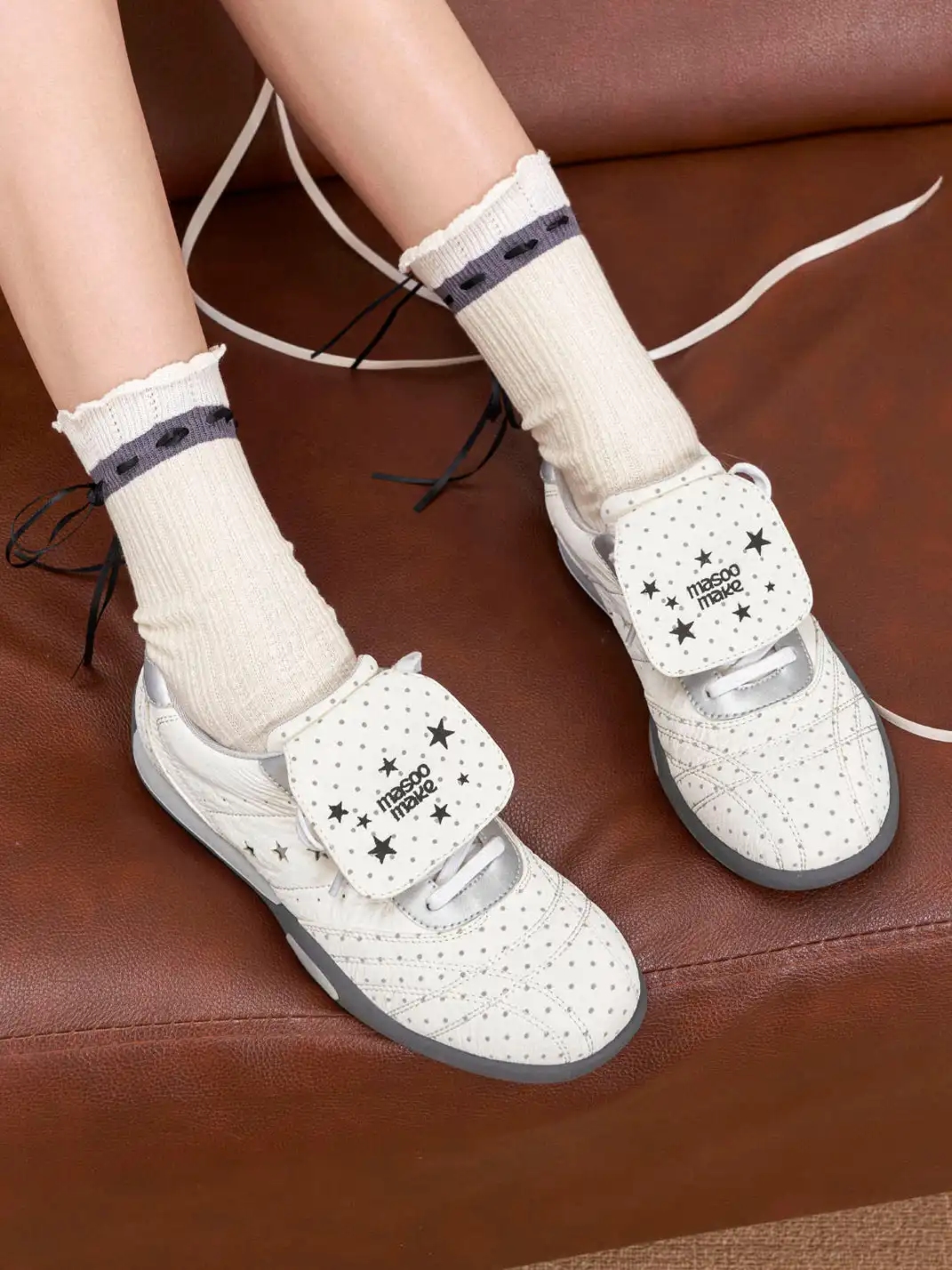 MASOOMAKE | Polka Dot Star Foldable Tongue Sneakers