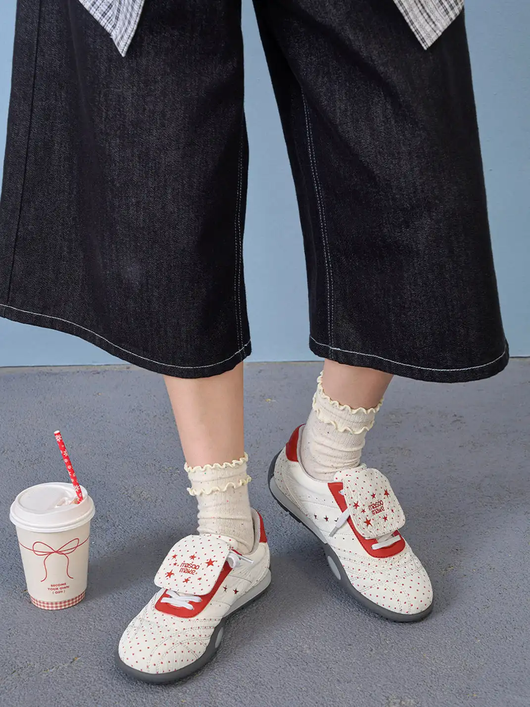 MASOOMAKE | Polka Dot Star Foldable Tongue Sneakers