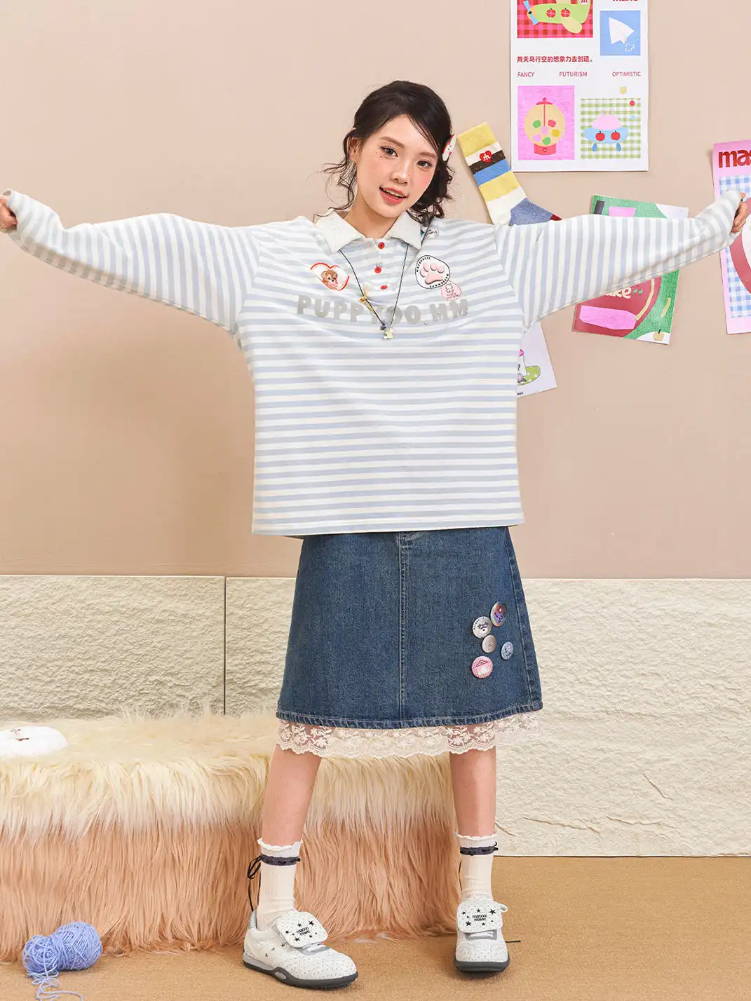 MASOOMAKE | Polka Dot Star Foldable Tongue Sneakers