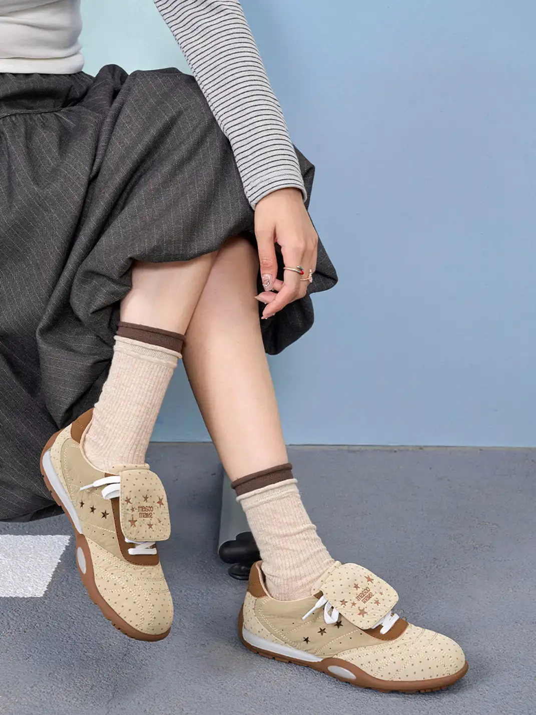 MASOOMAKE | Polka Dot Star Foldable Tongue Sneakers