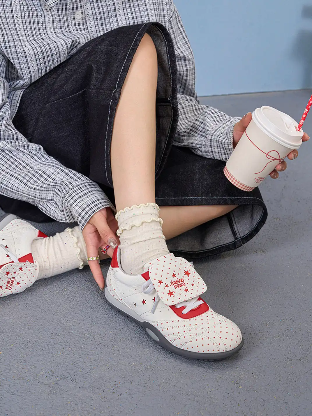 MASOOMAKE | Polka Dot Star Foldable Tongue Sneakers
