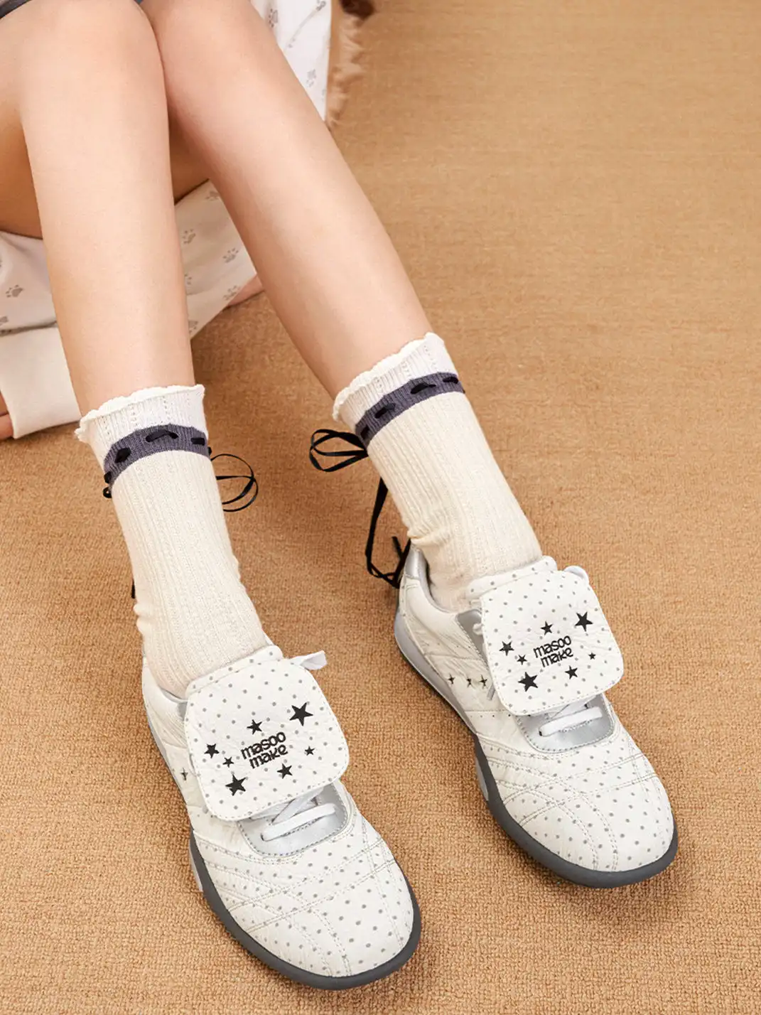 MASOOMAKE | Polka Dot Star Foldable Tongue Sneakers