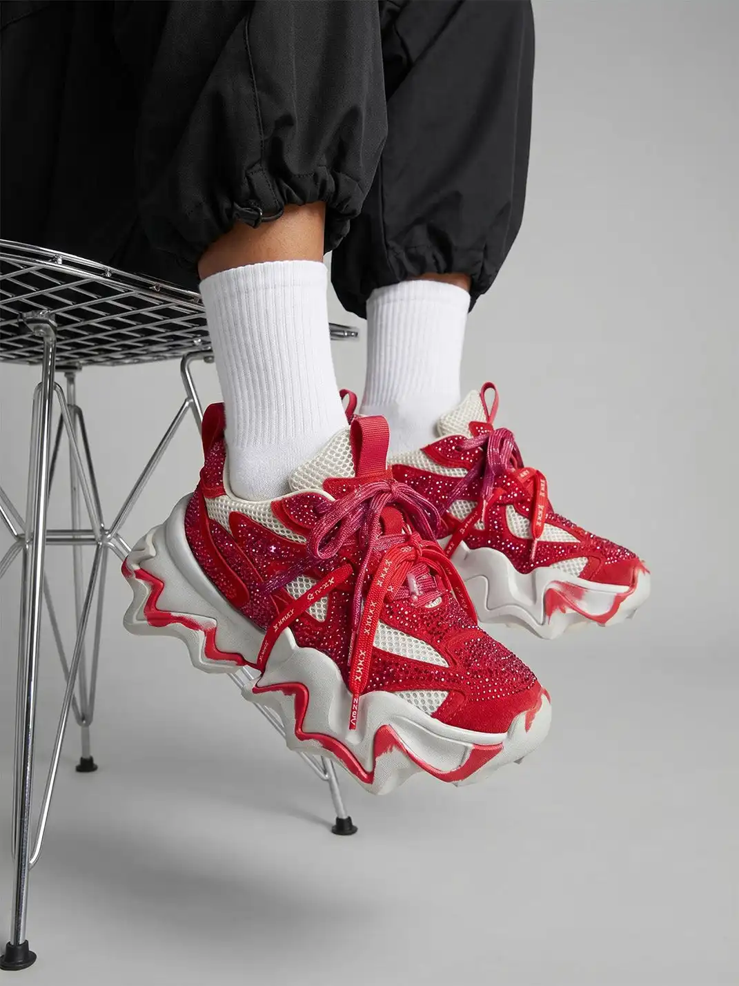 XMZY | Rhinestone Platform Dad Sneakers