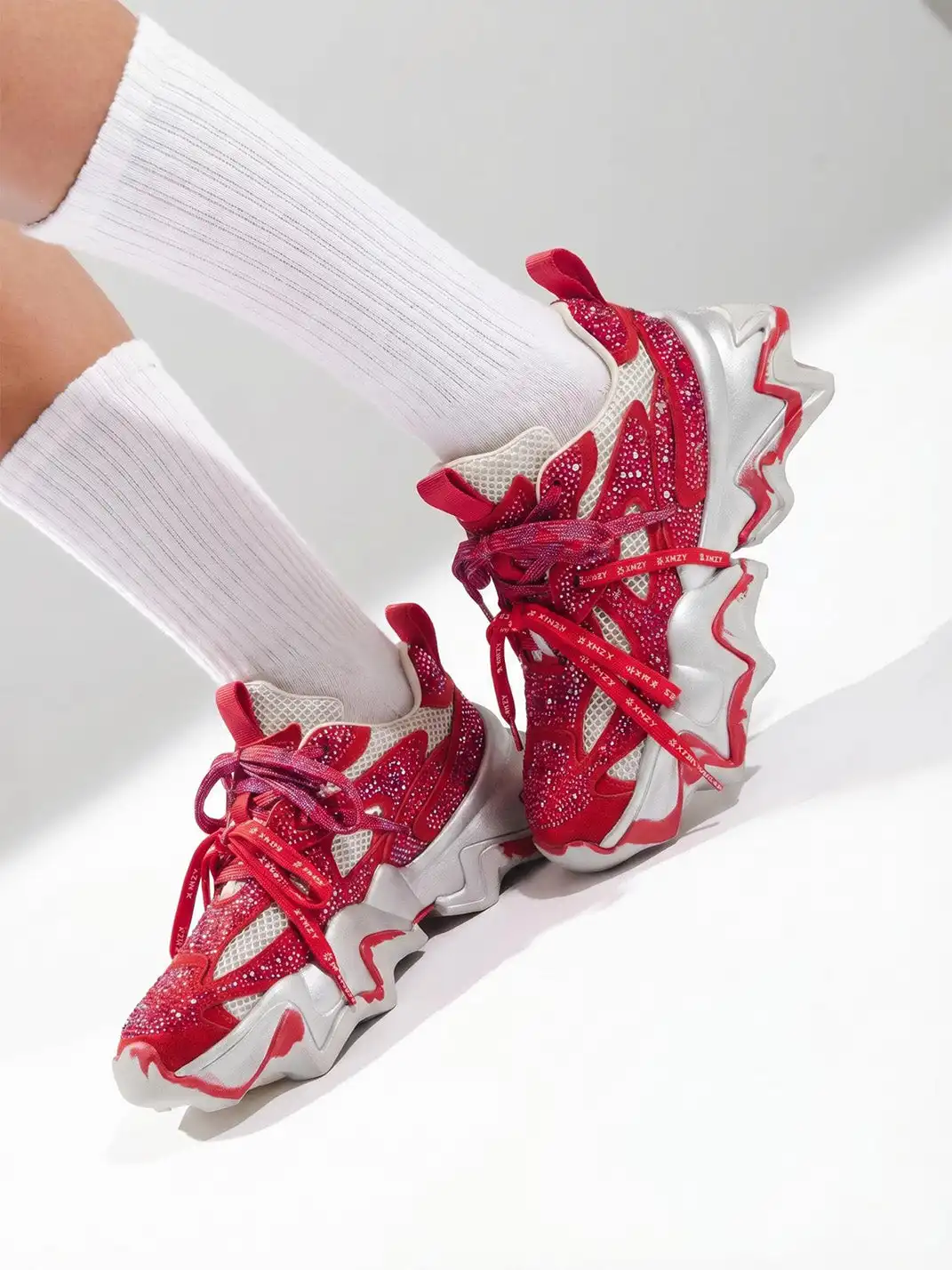 XMZY | Rhinestone Platform Dad Sneakers