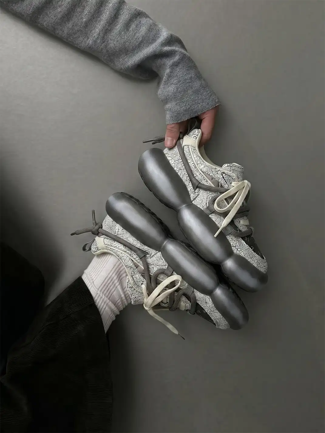 XMZY | Cracked Texture Chunky Bubble Sole Sneakers