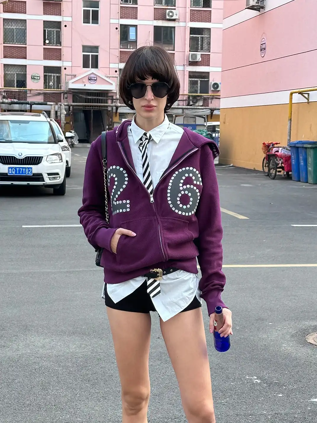 XaLWORCLO | No.26 Print Oblique Zip Sequin Jacket