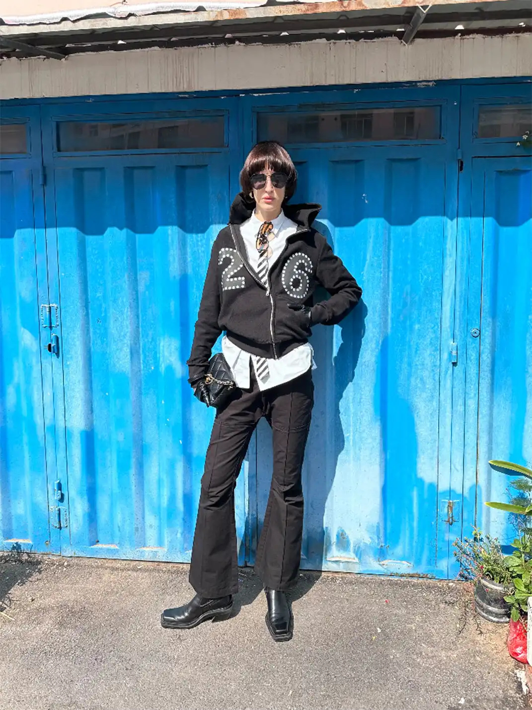 XaLWORCLO | No.26 Print Oblique Zip Sequin Jacket