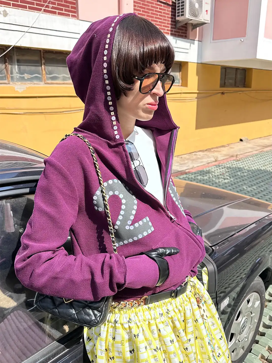 XaLWORCLO | No.26 Print Oblique Zip Sequin Jacket