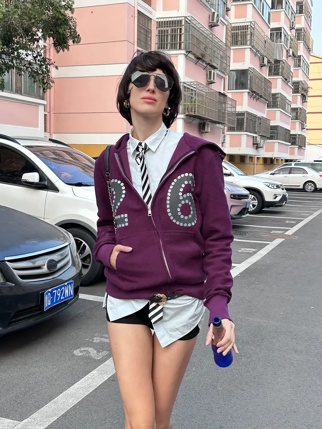 XaLWORCLO | No.26 Print Oblique Zip Sequin Jacket