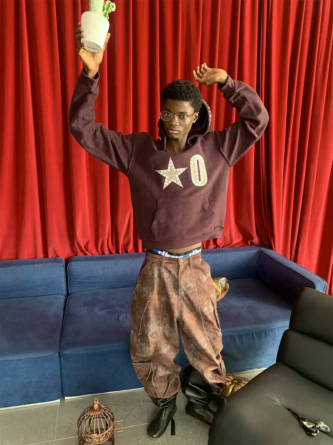 XaLWORCLO | Size 0 Leopard Print Hooded Sweatshirt-Brown