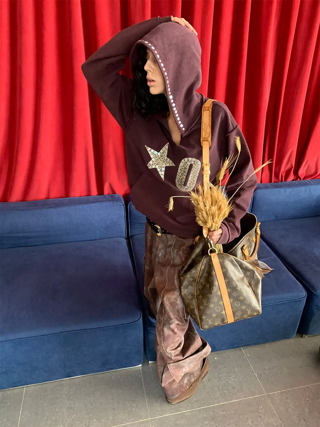 XaLWORCLO | Size 0 Leopard Print Hooded Sweatshirt-Brown