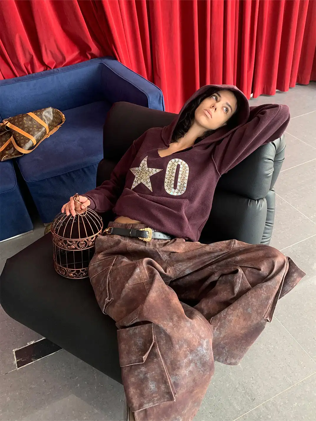 XaLWORCLO | Size 0 Leopard Print Hooded Sweatshirt-Brown