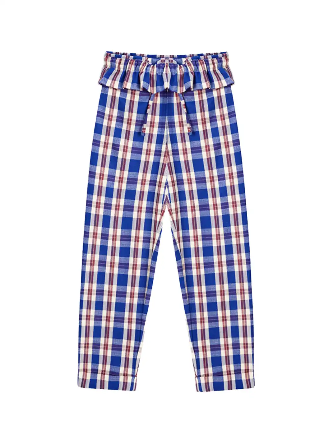 XaLWORCLO | Sequin Pleated Lace Drawstring Plaid Pants Two-Piece Set