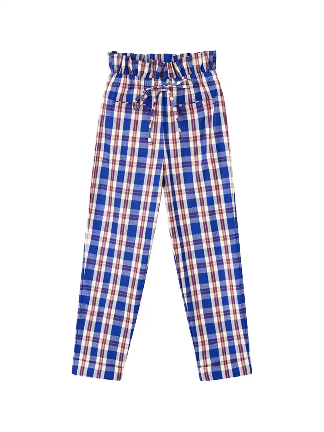 XaLWORCLO | Sequin Pleated Lace Drawstring Plaid Pants Two-Piece Set