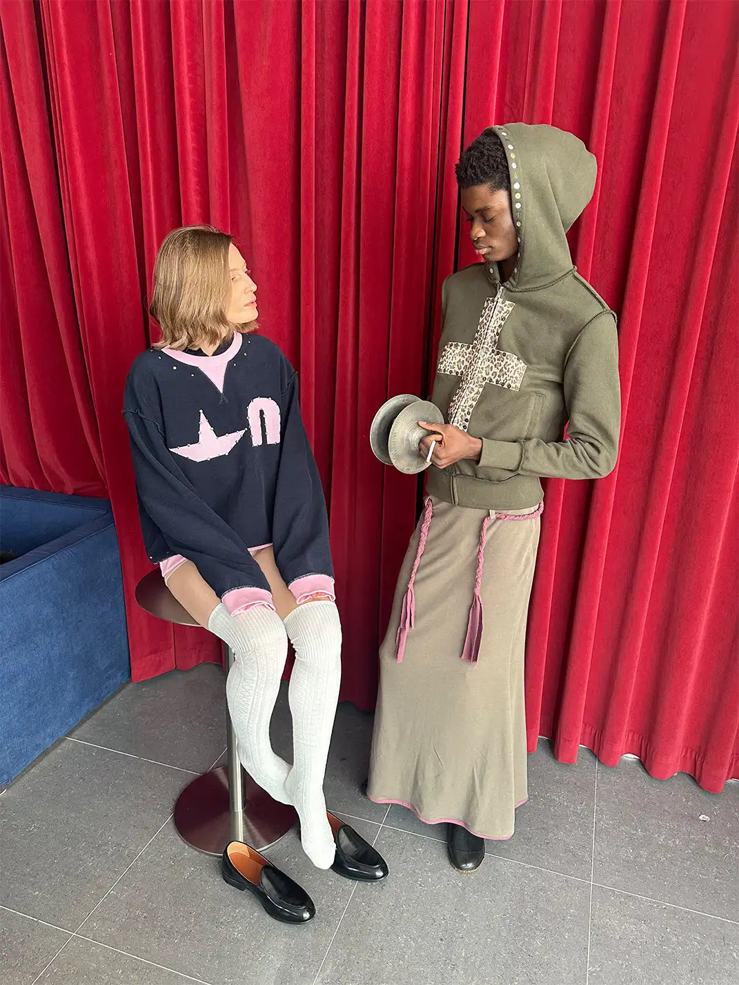 XaLWORCLO | Cross Leopard Print Sequin Hooded Sweatshirt Coat
