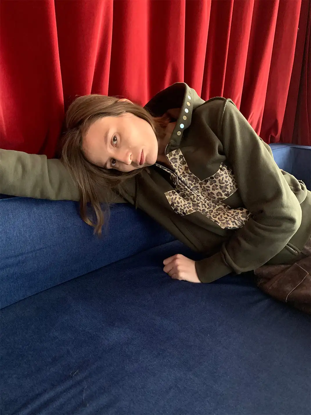 XaLWORCLO | Cross Leopard Print Sequin Hooded Sweatshirt Coat