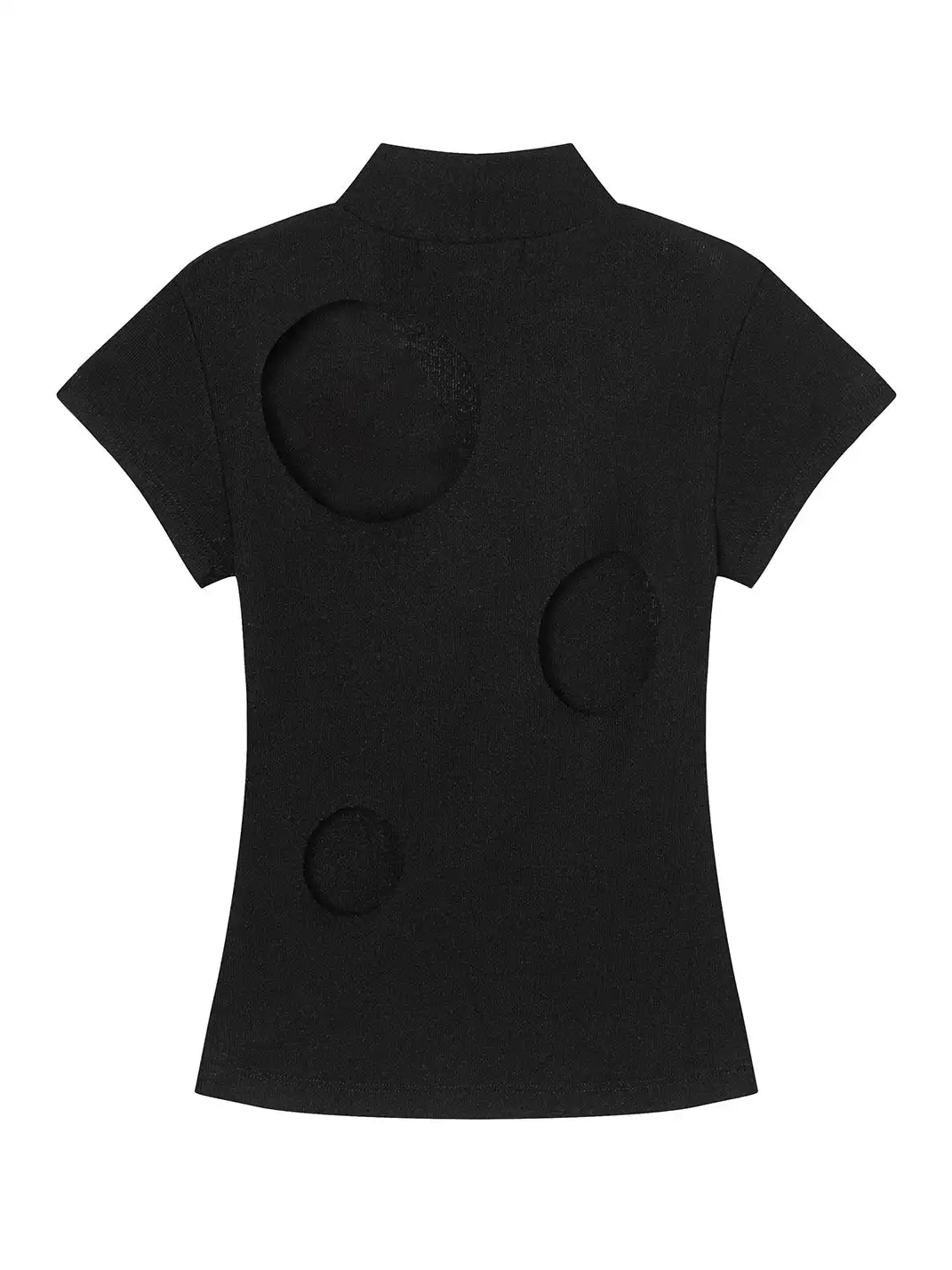 XaLWORCLO | High Neck Hollow Embroidered T-shirt