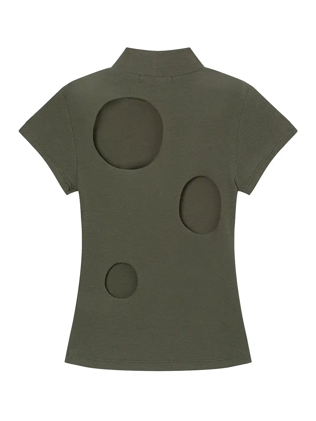 XaLWORCLO | High Neck Hollow Embroidered T-shirt