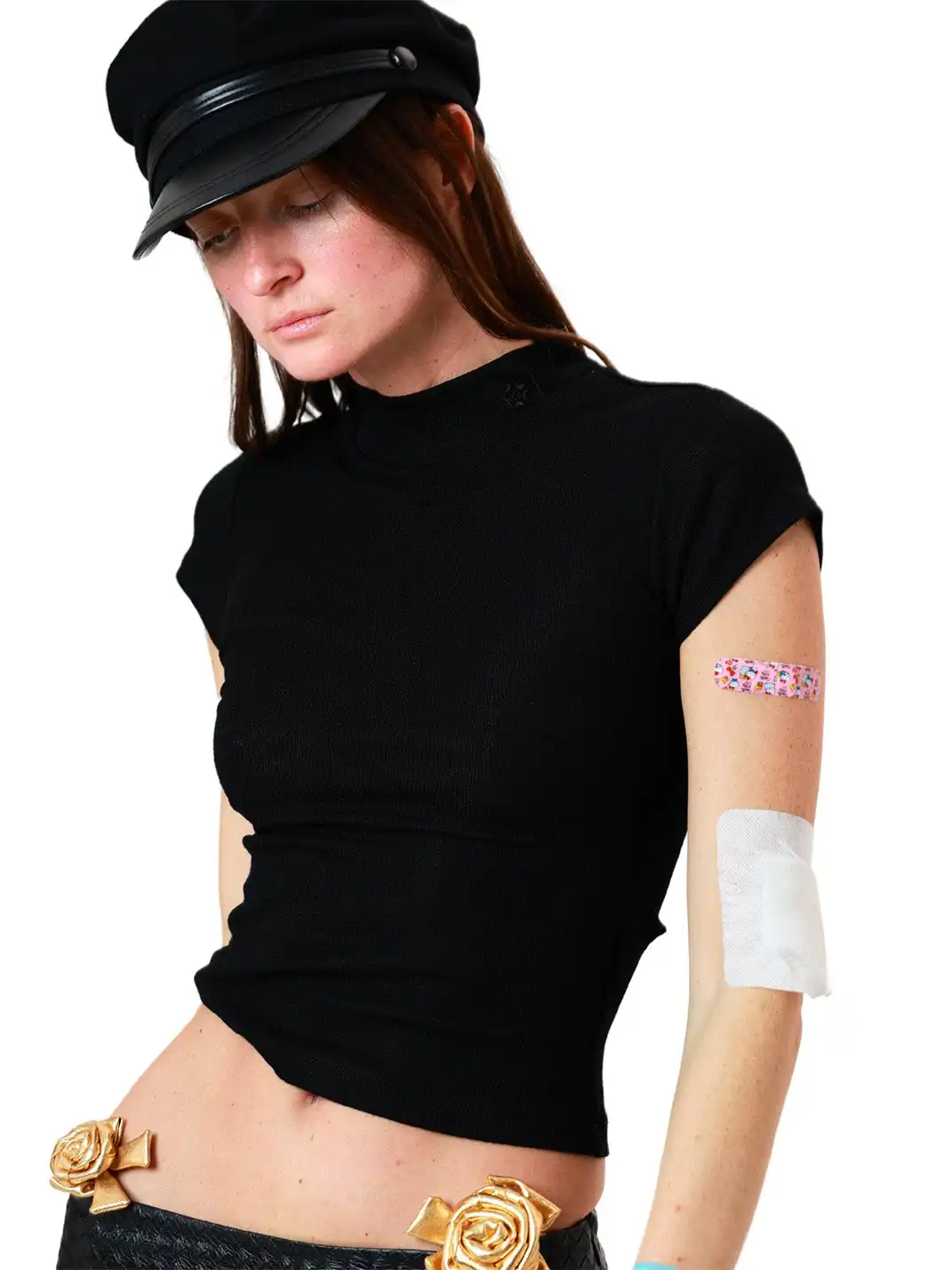 XaLWORCLO | High Neck Hollow Embroidered T-shirt