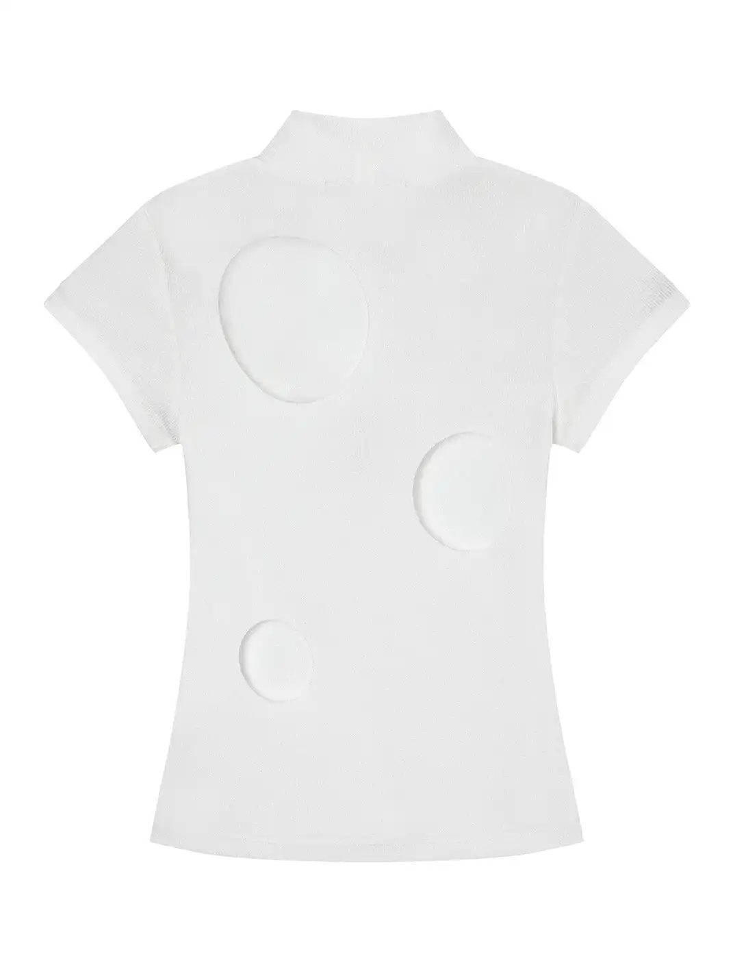 XaLWORCLO | High Neck Hollow Embroidered T-shirt