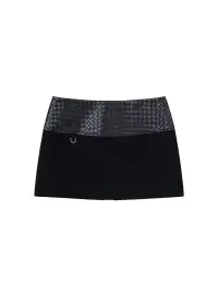 XaLWORCLO | Leather Woven Patchwork Mini Skirt