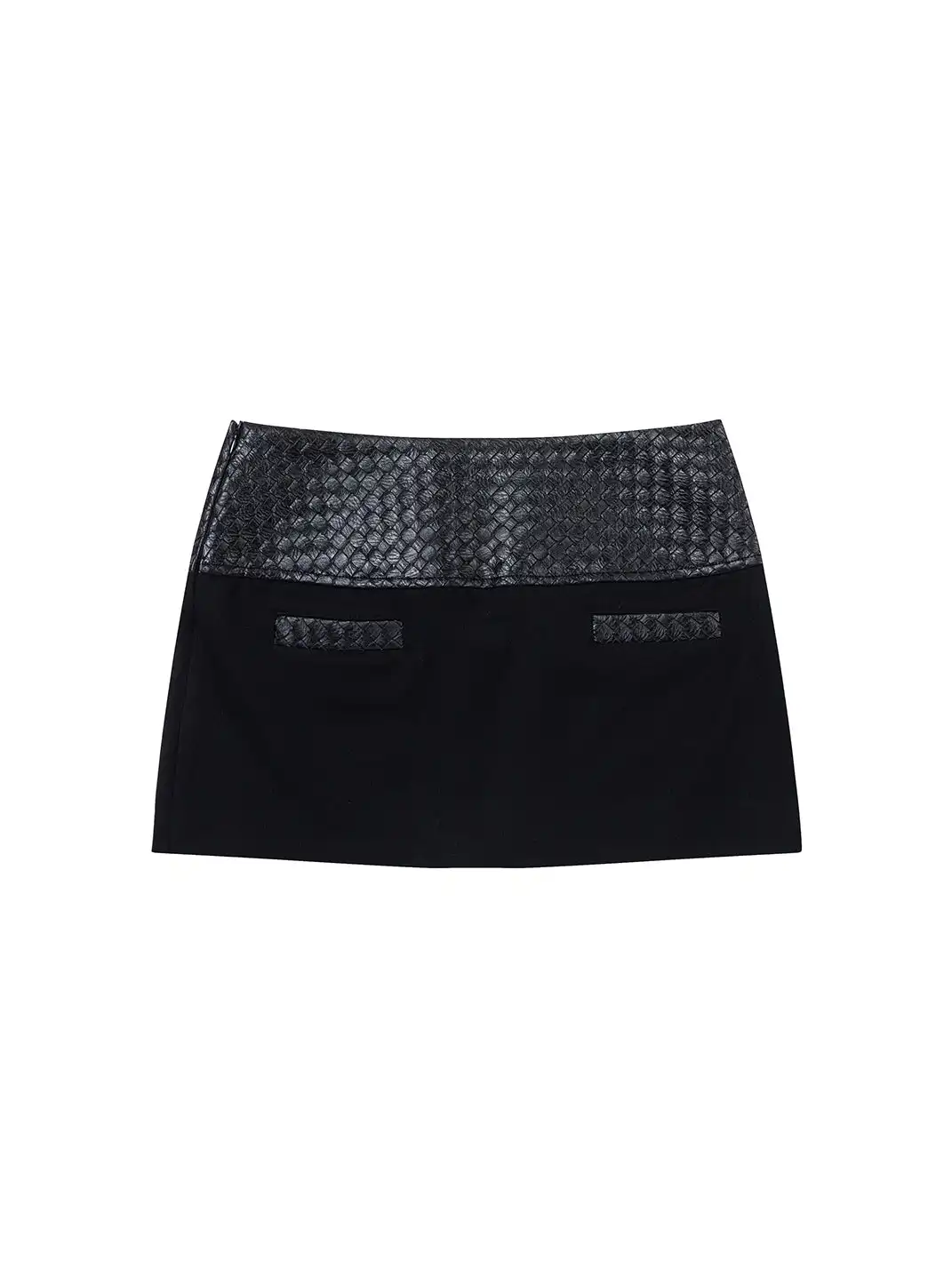 XaLWORCLO | Leather Woven Patchwork Mini Skirt