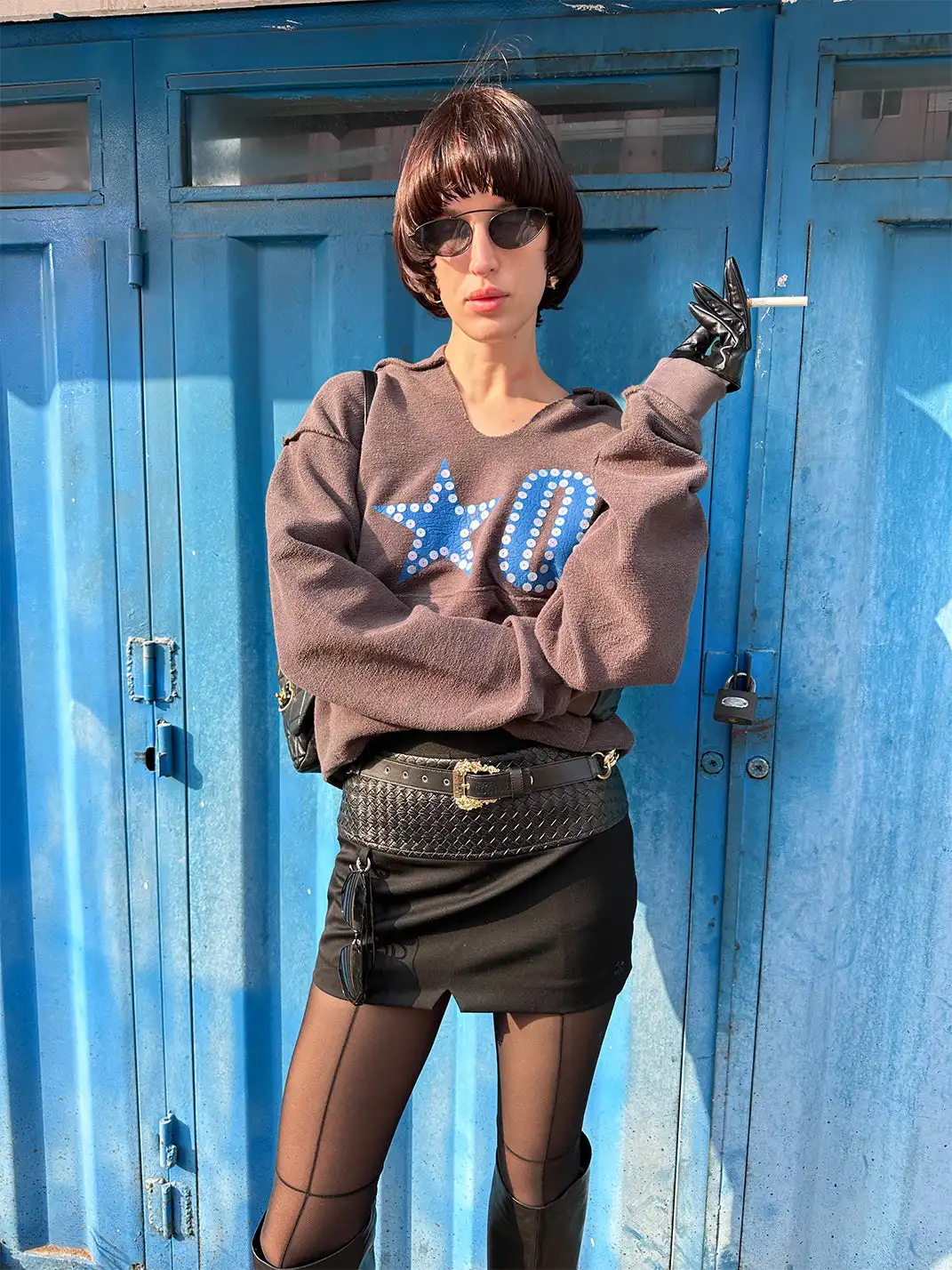 XaLWORCLO | Leather Woven Patchwork Mini Skirt