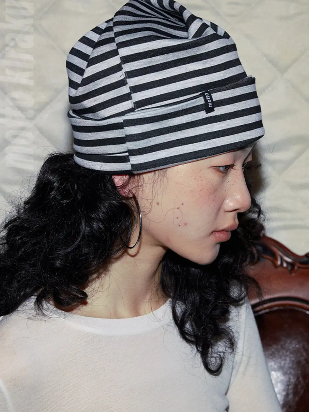MottoKiraku | Striped Slouchy Beanie