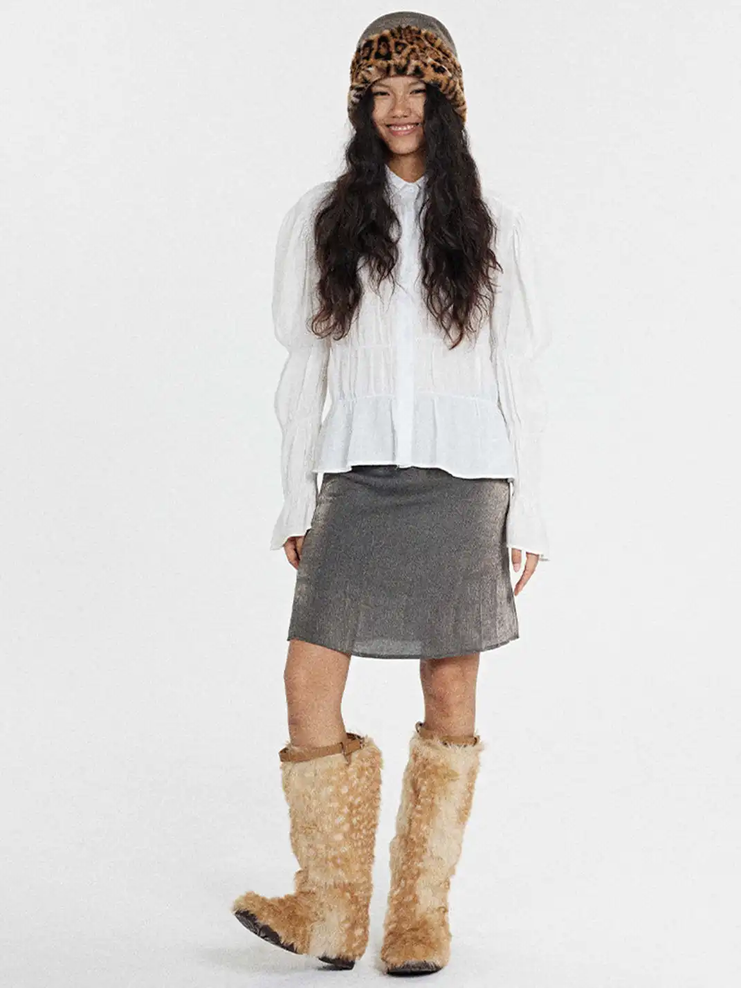 MottoKiraku | Champagne Gold Midi Skirt