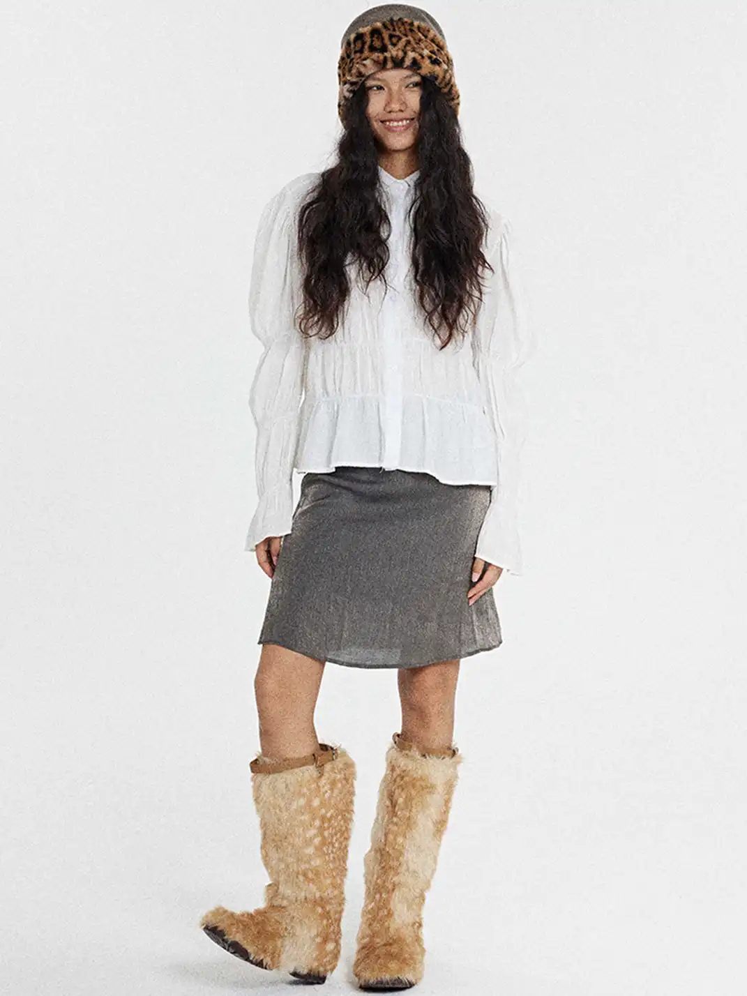 MottoKiraku | Champagne Gold Midi Skirt