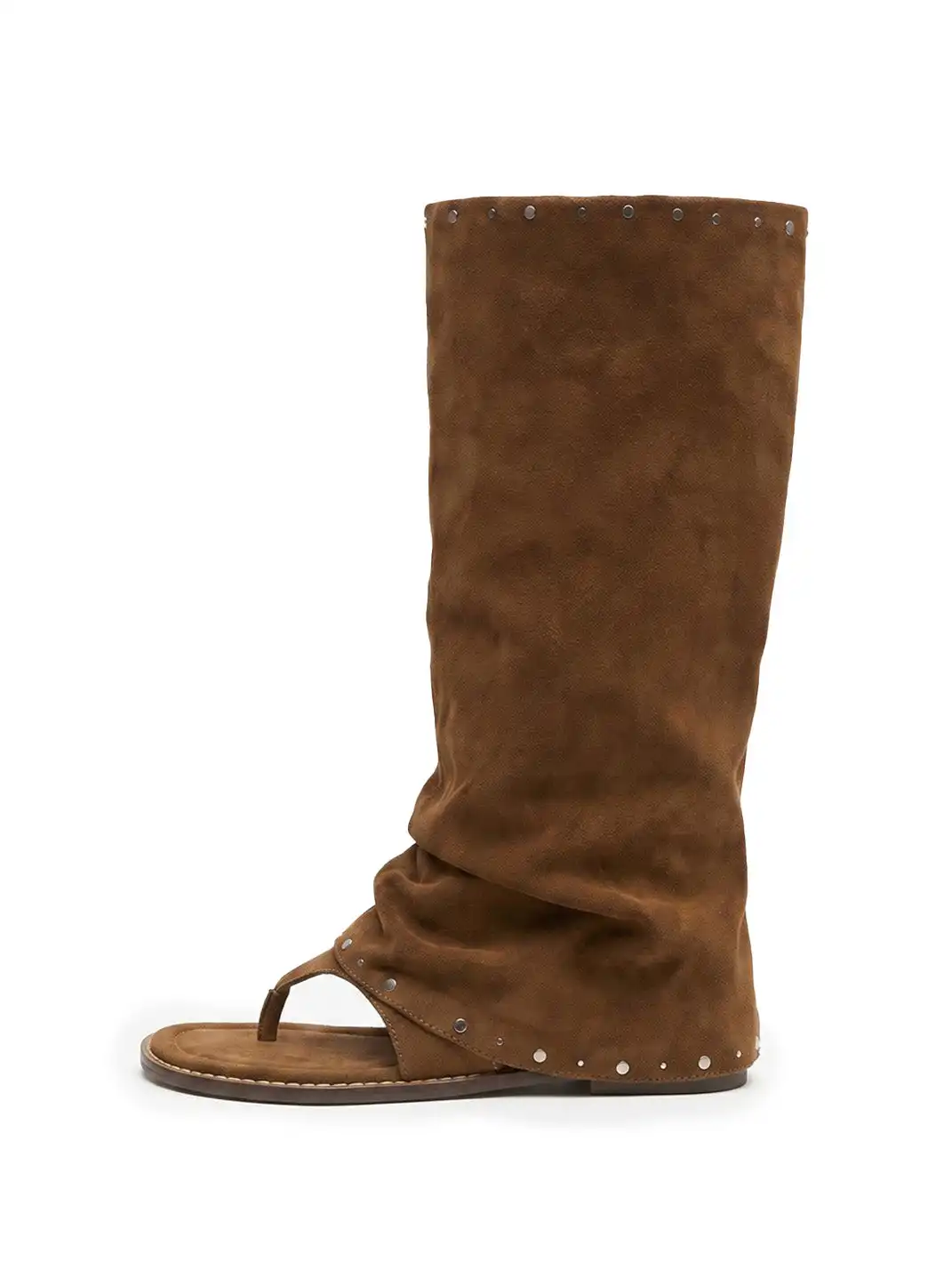CHILIGIRL | Rivet Thong Suede Sandal Boots