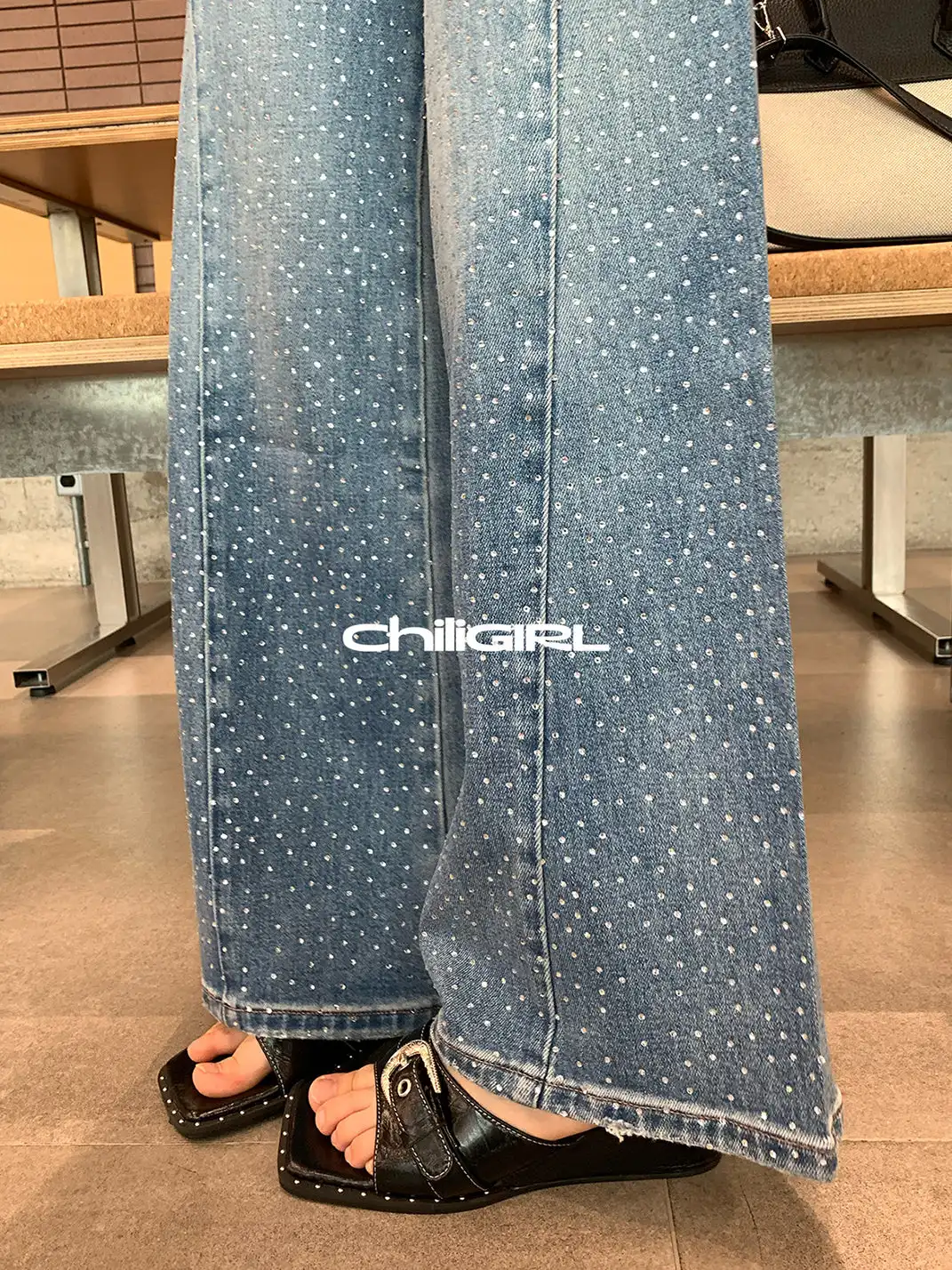 CHILIGIRL | Buckle Square Toe Wedge Slide Sandals
