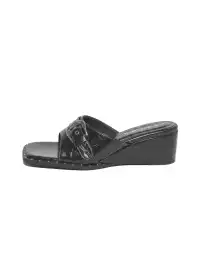 CHILIGIRL | Buckle Square Toe Wedge Slide Sandals